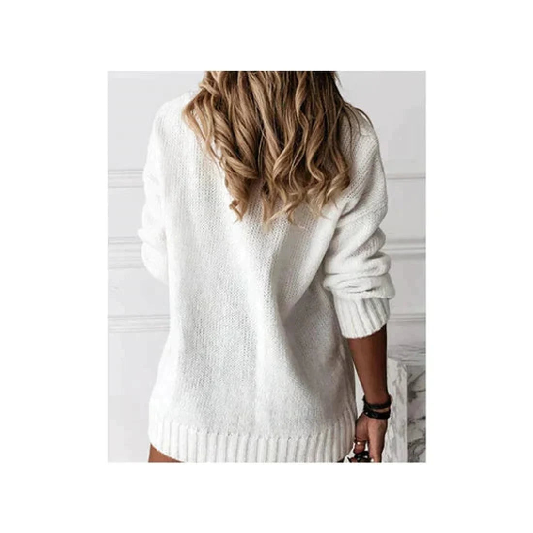 Katharina | Strickpullover Damen Weicher V-Ausschnitt Oversized Longpullover