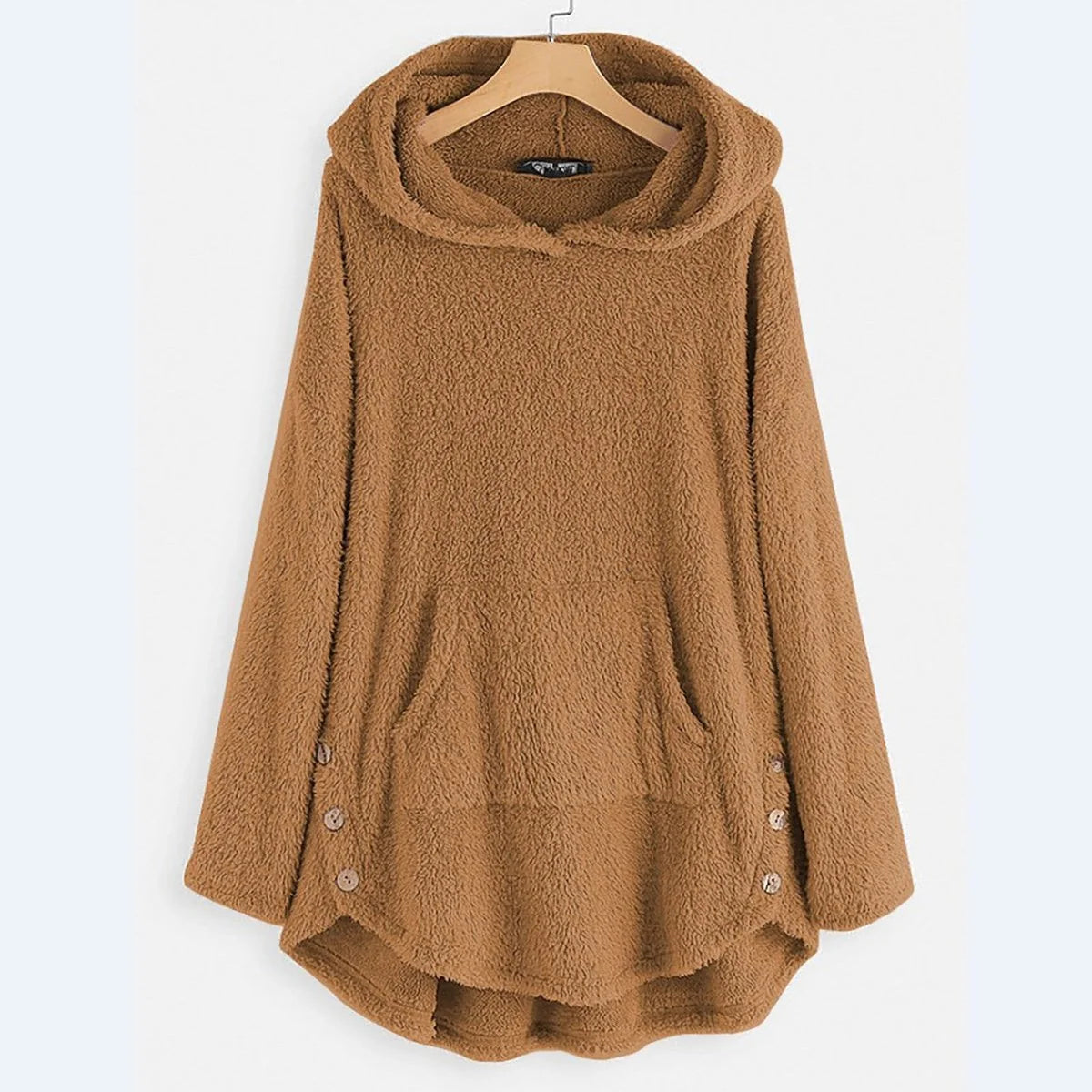 Lena | Damen Plüsch-Hoodie Sweatshirt Reißverschluss Katzen-Print Fleece