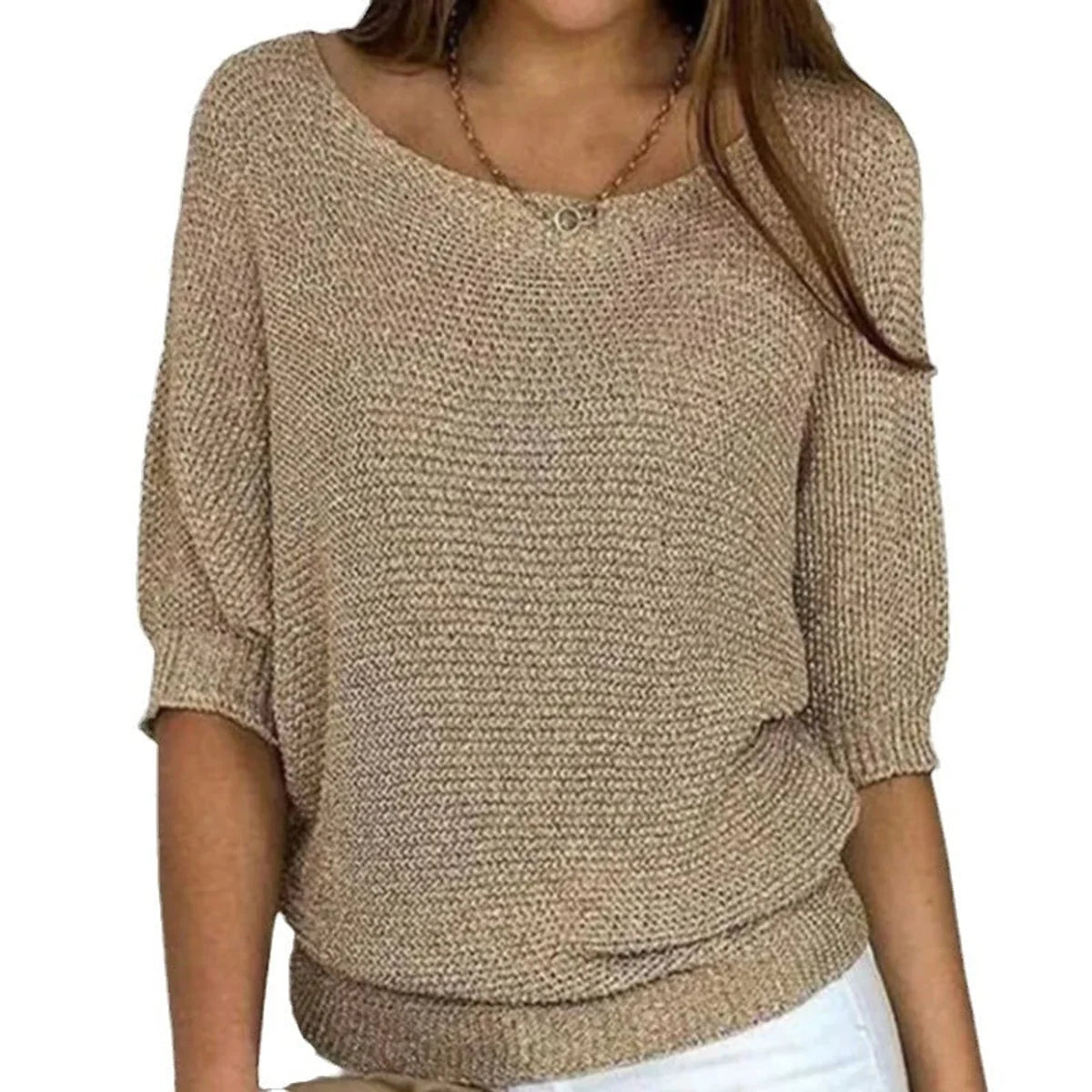 Lena | Damen Strickpullover Lässiger Oversize-Sweater mit Fledermausärmeln