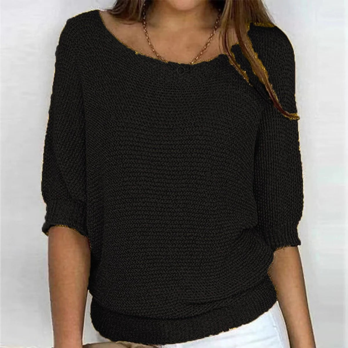 Lena | Damen Strickpullover Lässiger Oversize-Sweater mit Fledermausärmeln