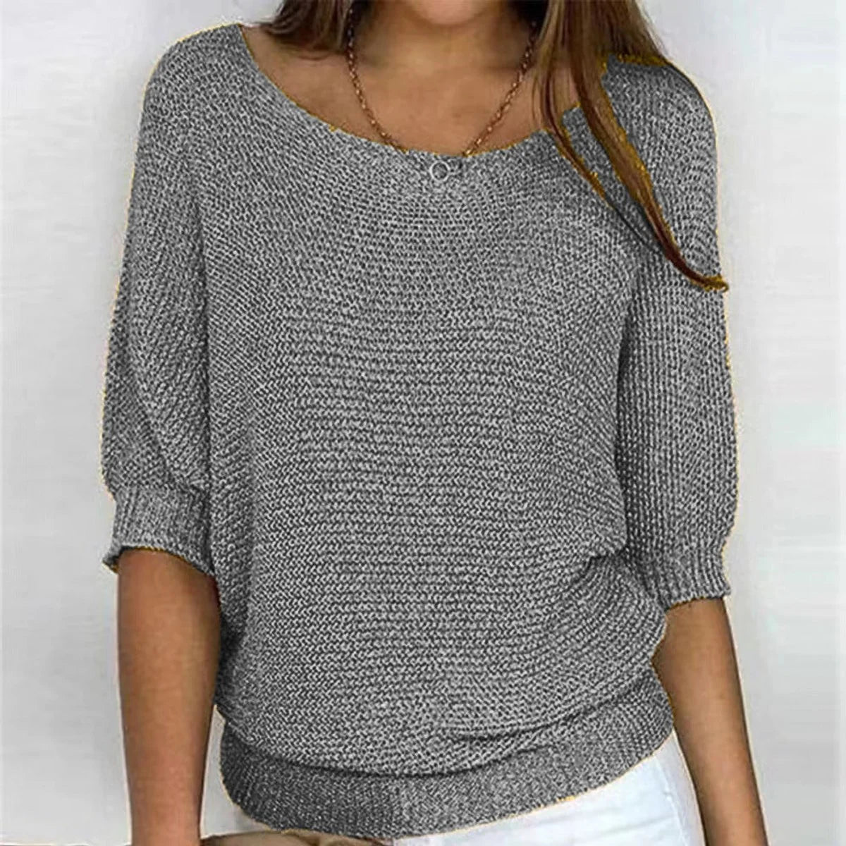 Lena | Damen Strickpullover Lässiger Oversize-Sweater mit Fledermausärmeln
