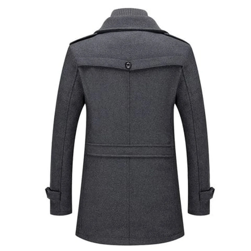 Lukas | Herren Zweiteiliger Wollmantel Slim-Fit Wintermantel mit Strickkragen