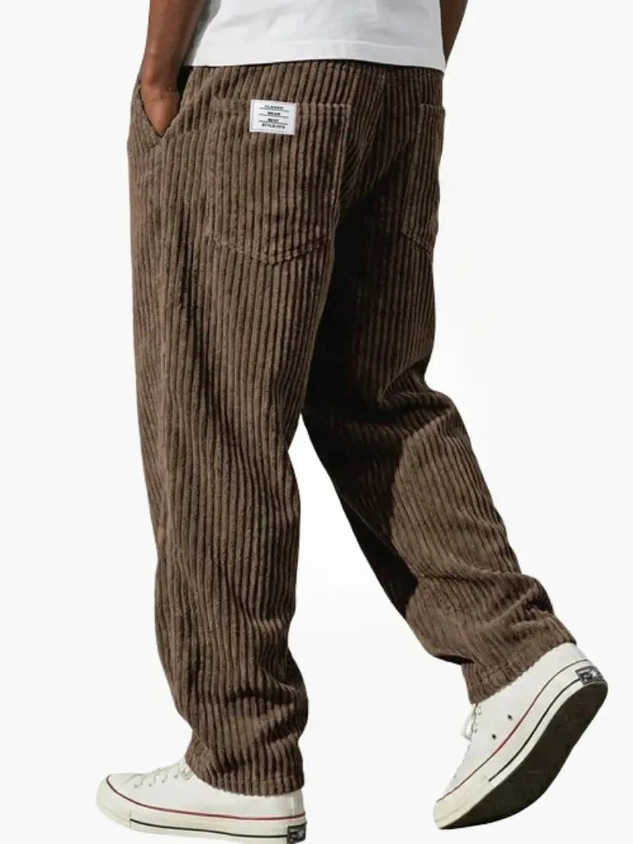 Moritz | Herren Lockere Cord-Hose mit Elastikbund Gerade Passform