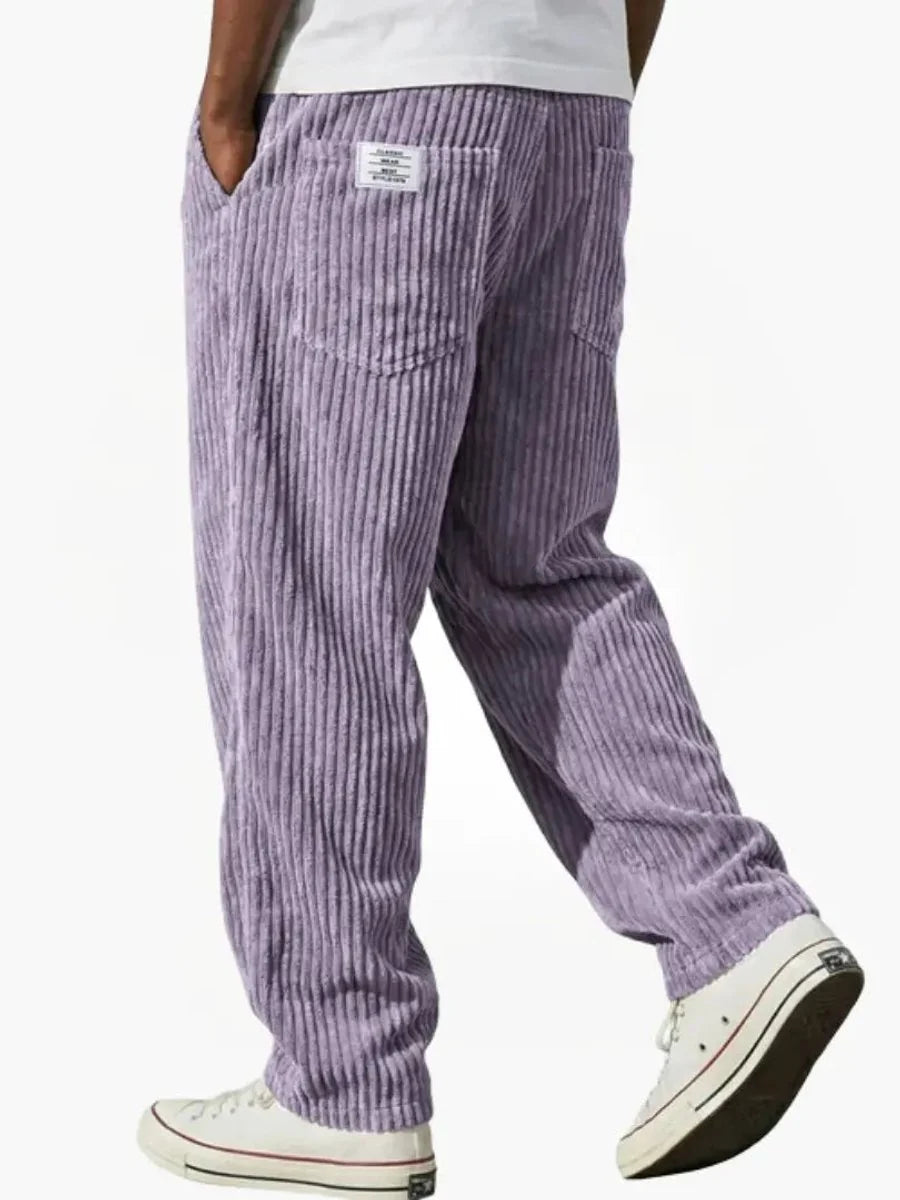 Moritz | Herren Lockere Cord-Hose mit Elastikbund Gerade Passform
