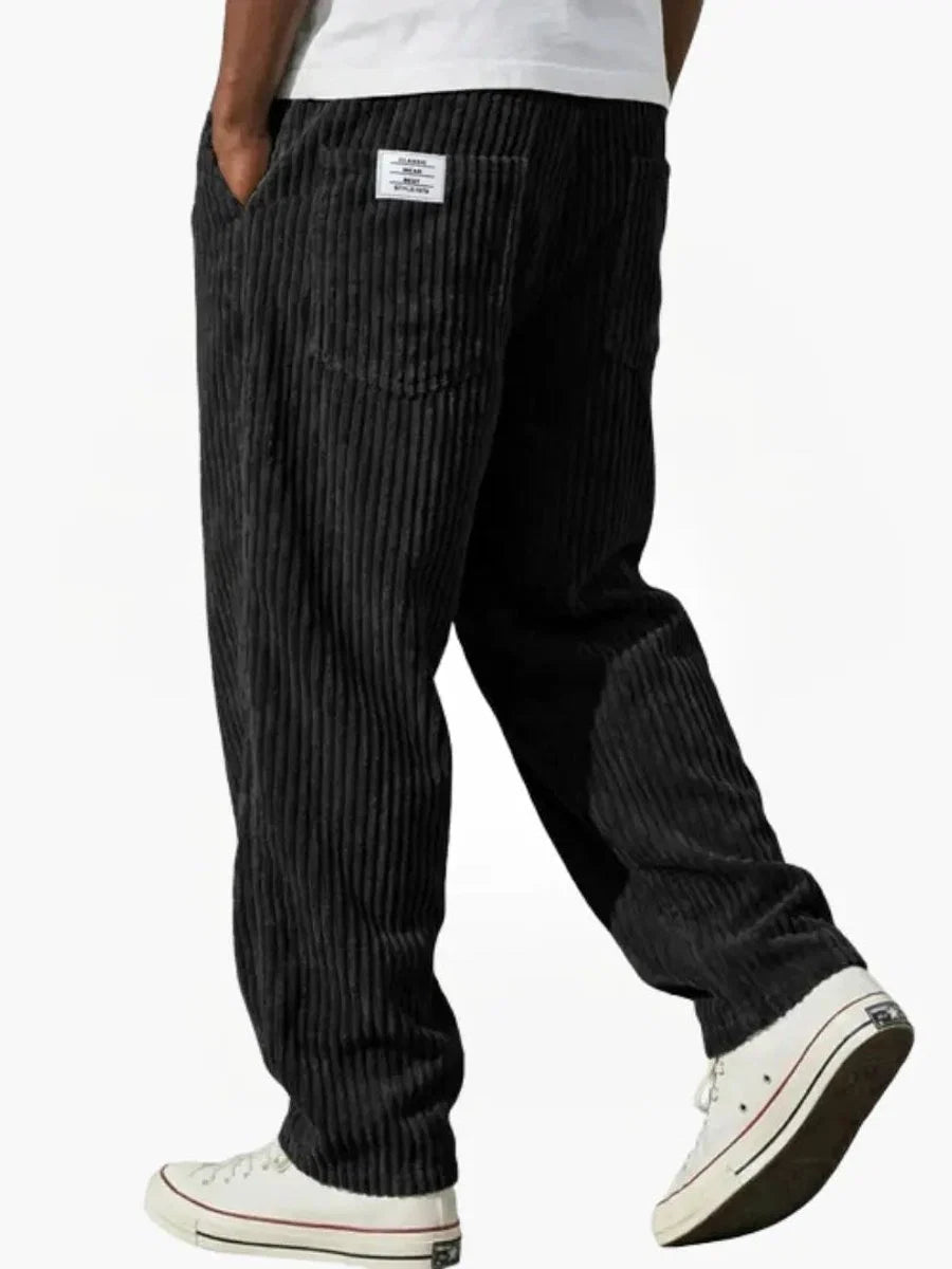 Moritz | Herren Lockere Cord-Hose mit Elastikbund Gerade Passform