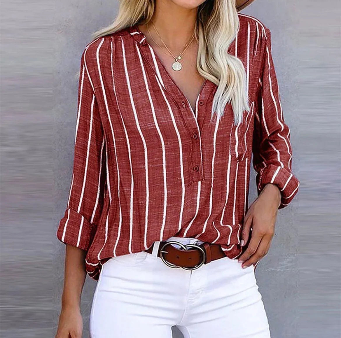 Natascha | Damen Sommer Gestreifte Lässige Bluse