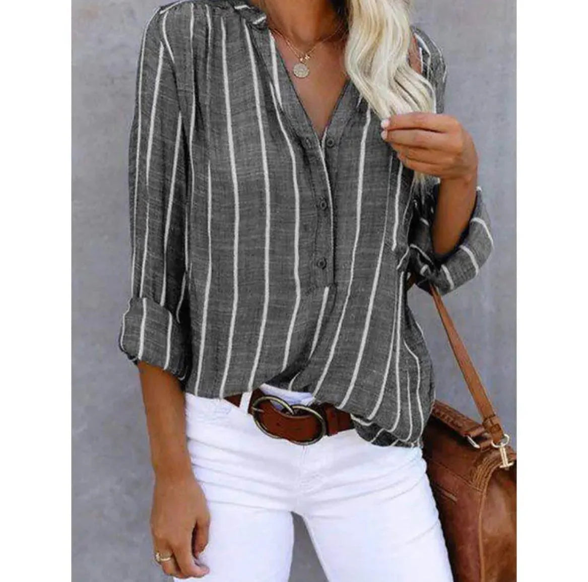 Natascha | Damen Sommer Gestreifte Lässige Bluse