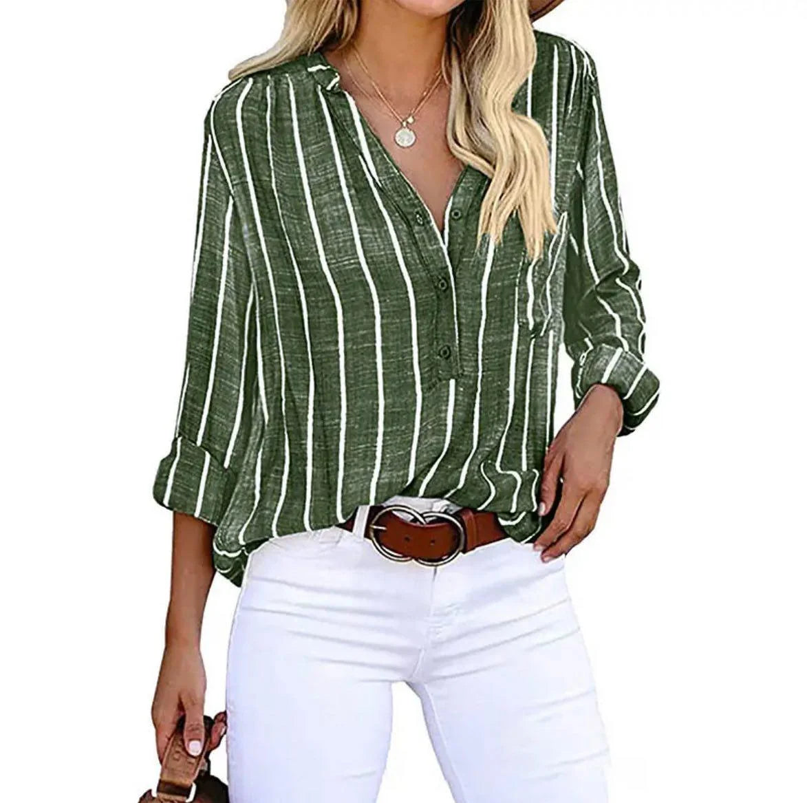 Natascha | Damen Sommer Gestreifte Lässige Bluse