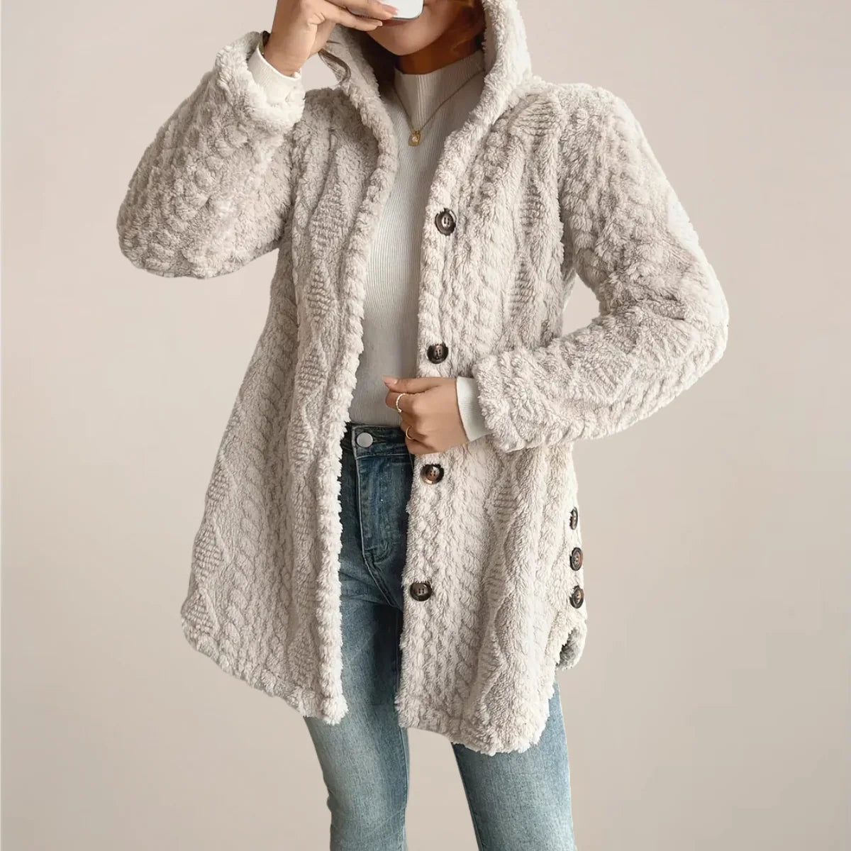 Nuana Carolin | Damen Frühlings Lockerer Strickcardigan