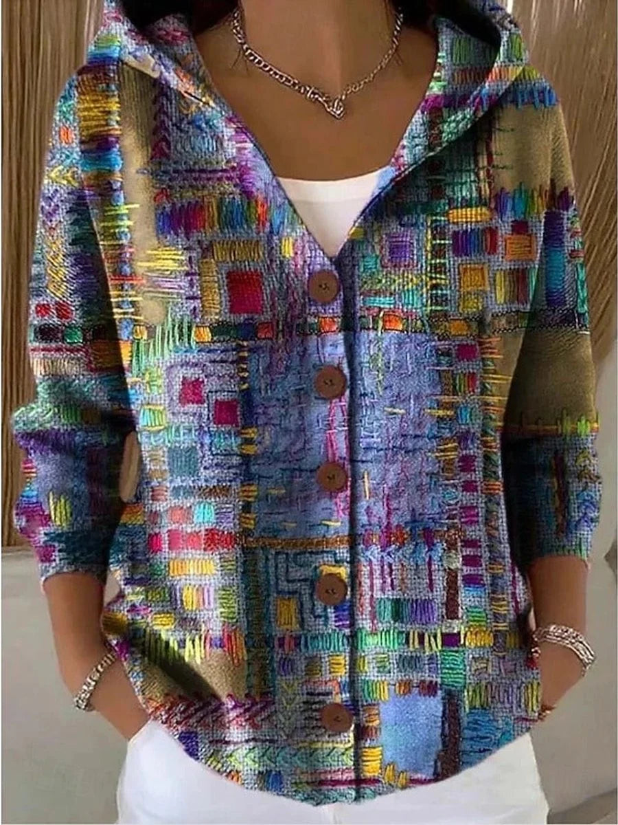Nuana | Cassidy Strickjacke Damen Bunt Geknöpfte Hoodie Cardigan
