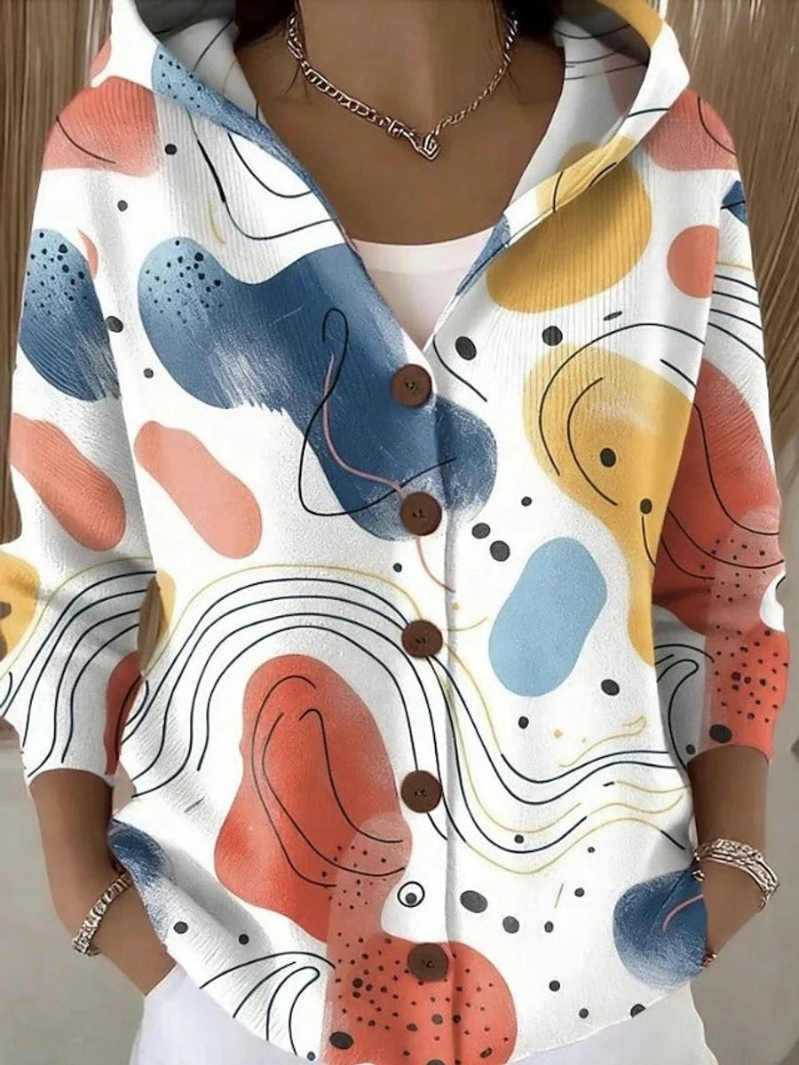 Nuana | Cassidy Strickjacke Damen Bunt Geknöpfte Hoodie Cardigan