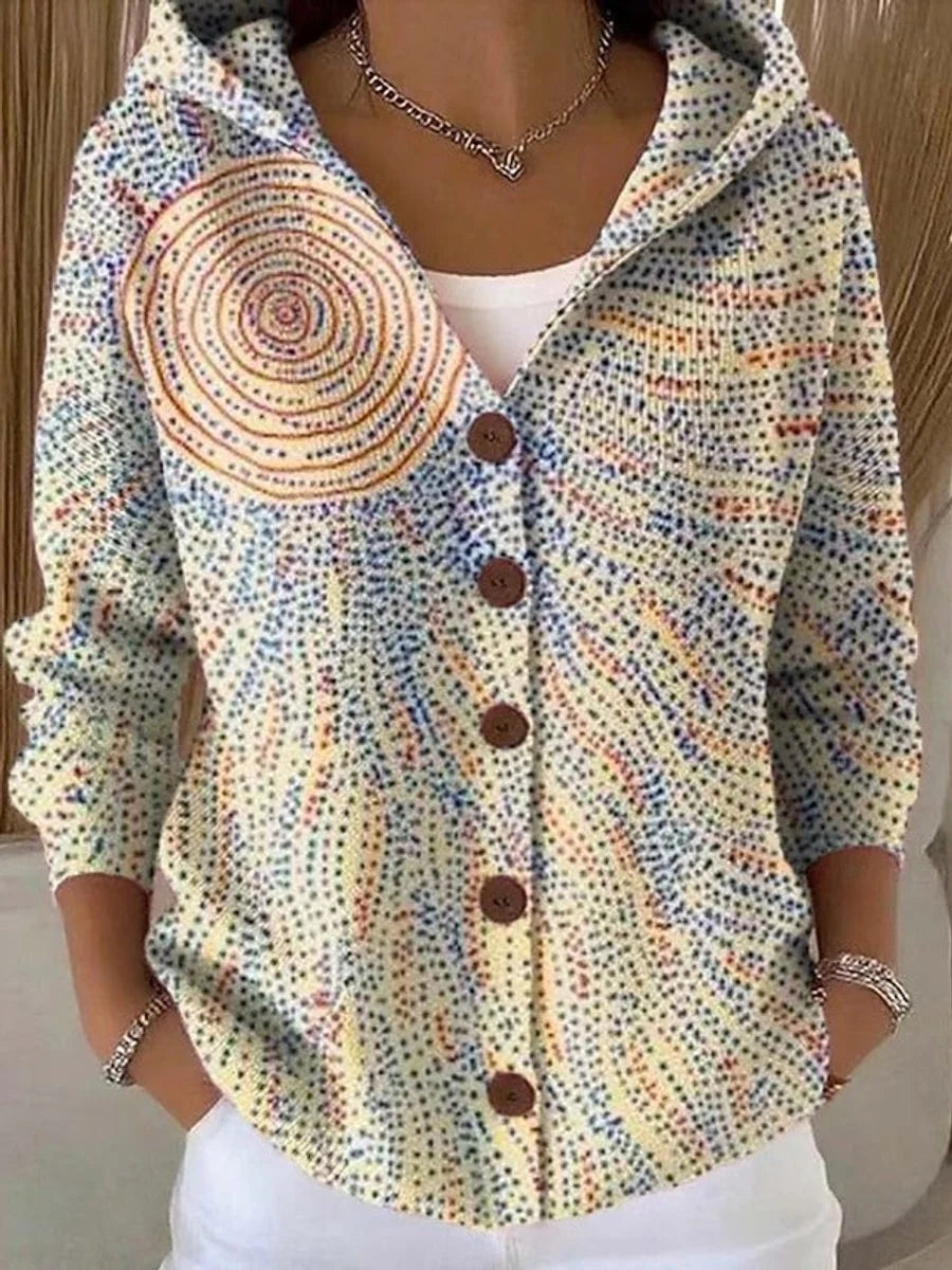 Nuana | Cassidy Strickjacke Damen Bunt Geknöpfte Hoodie Cardigan