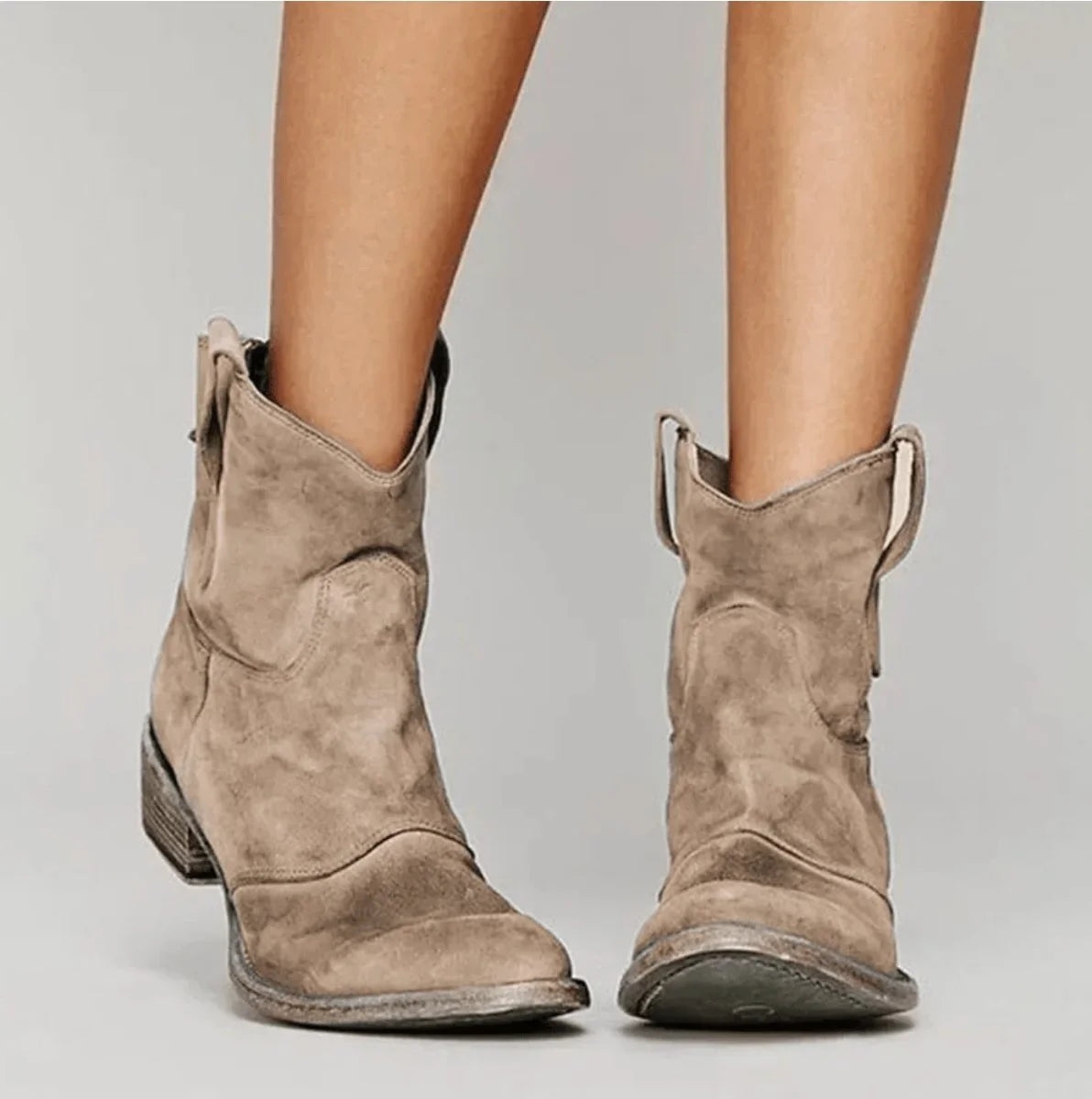 Nuana Charlotte Damen Western Kniehohe Stiefel Wildleder Flacher Absatz