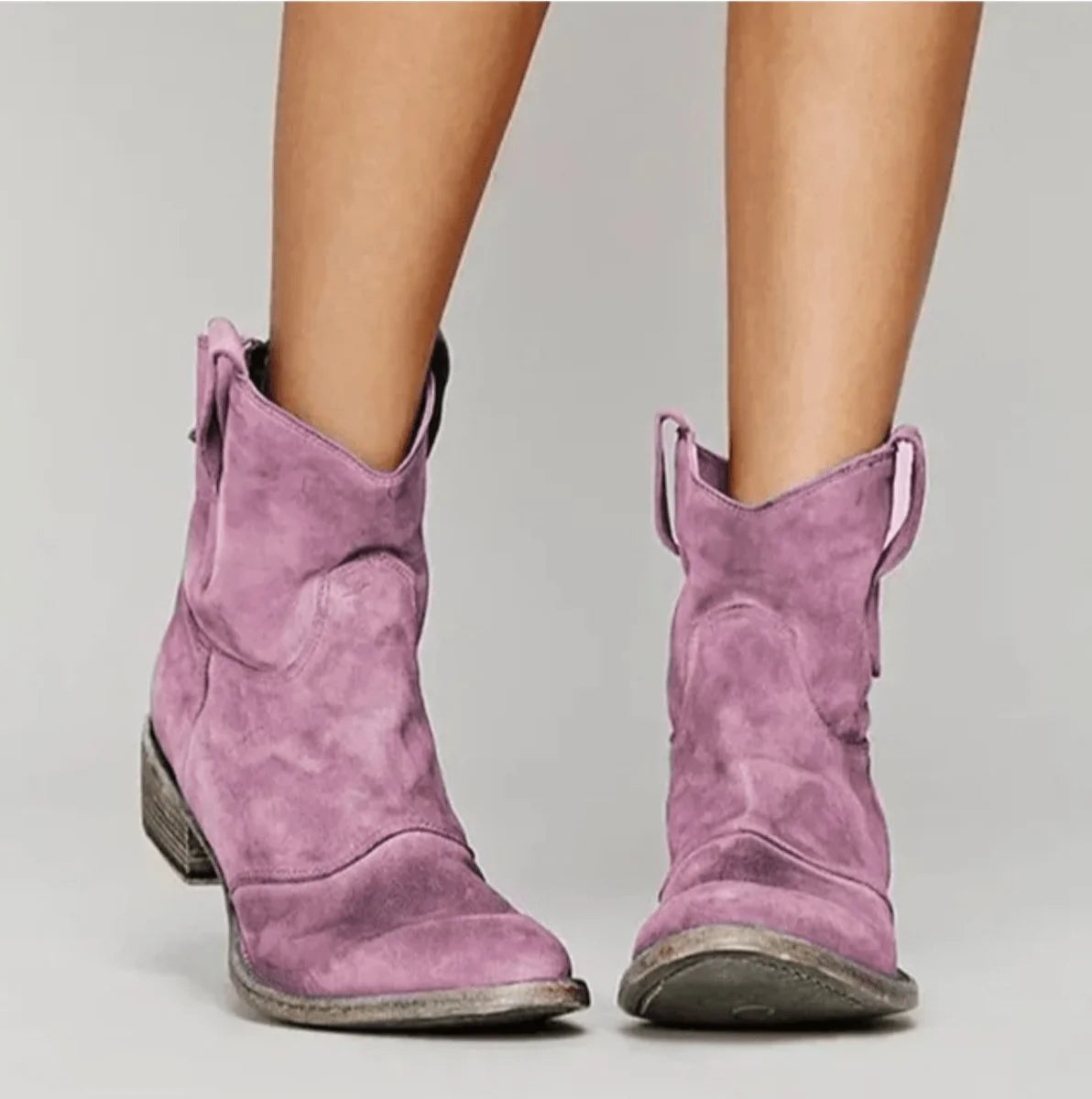 Nuana Charlotte Damen Western Kniehohe Stiefel Wildleder Flacher Absatz