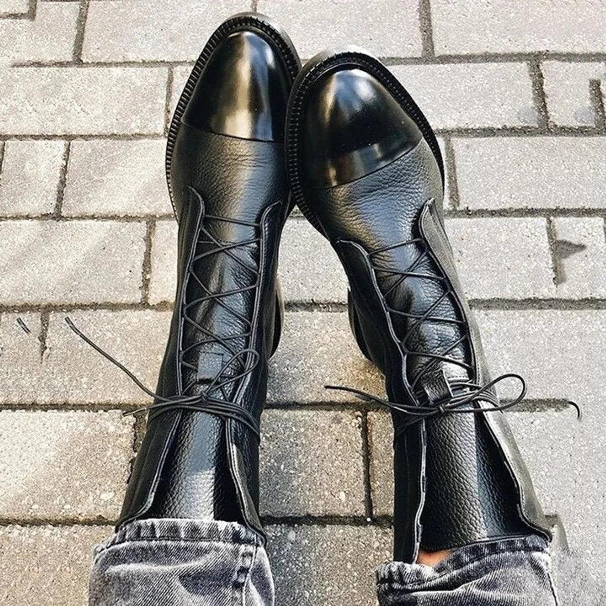 Nuana Charlotte | Stiefeletten Damen Vintage Schnürer Öko-Leder Knöchelboots