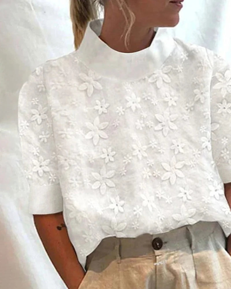 Nuana | Damen Bluse mit hohem Kragen und Blumenmuster