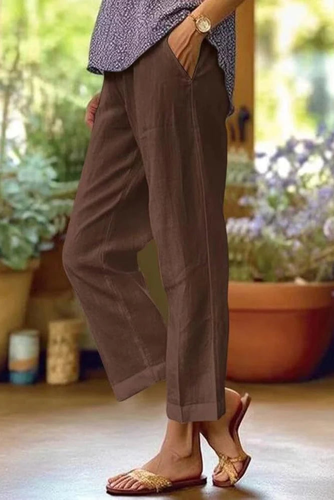 Nuana | Damen Casual Gerade Geschnittene Hose Mit Taschen