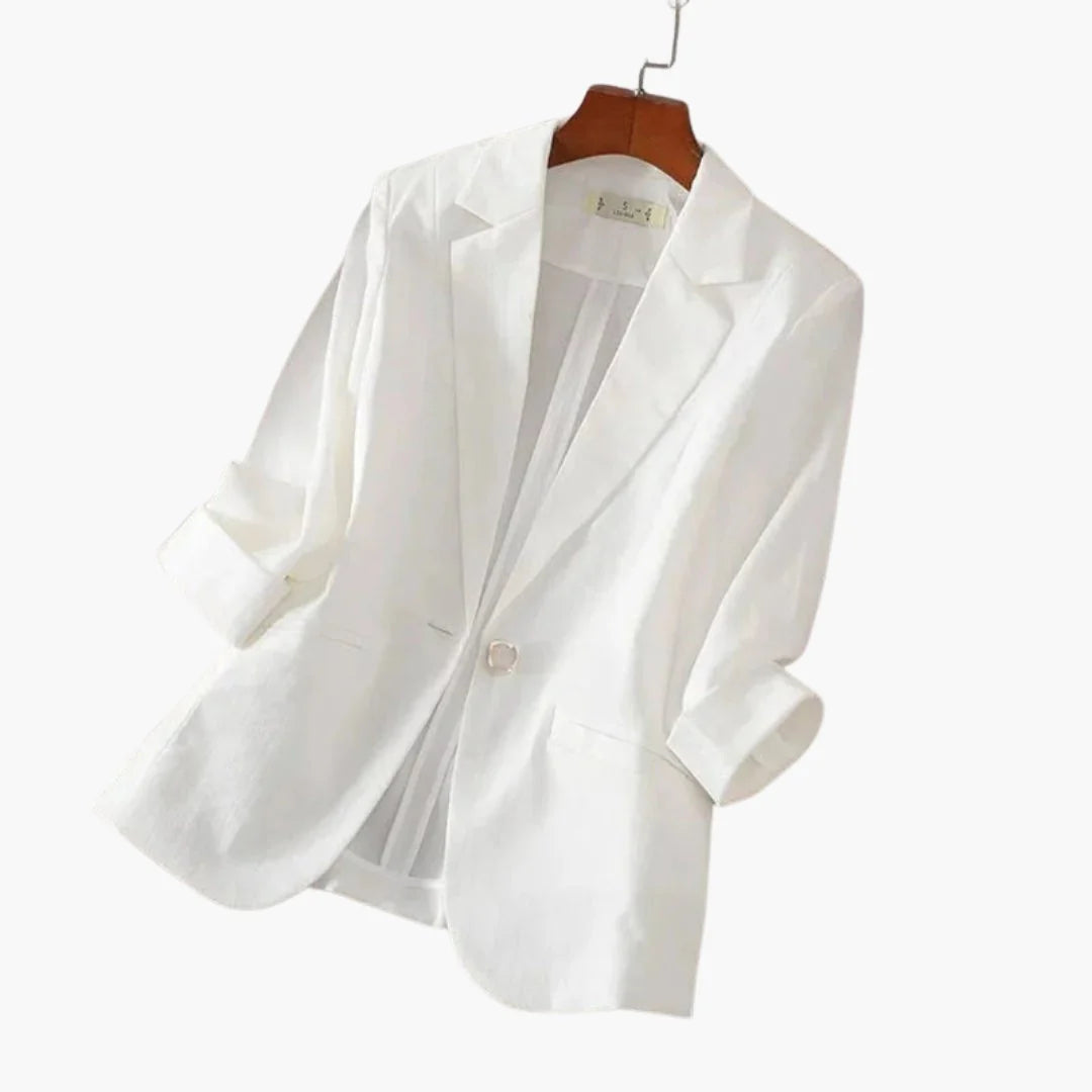 Nuana | Damen Dreiviertelarm Leinen Blazer mit Einzelknopf