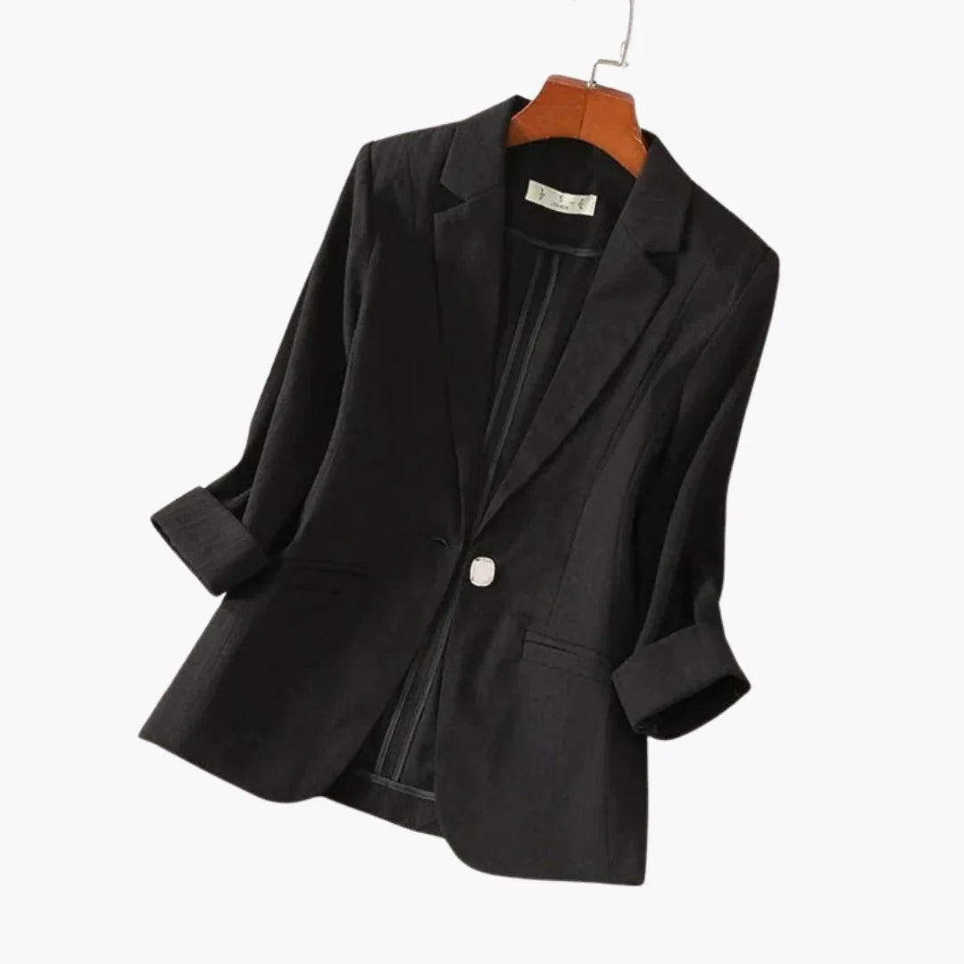 Nuana | Damen Dreiviertelarm Leinen Blazer mit Einzelknopf