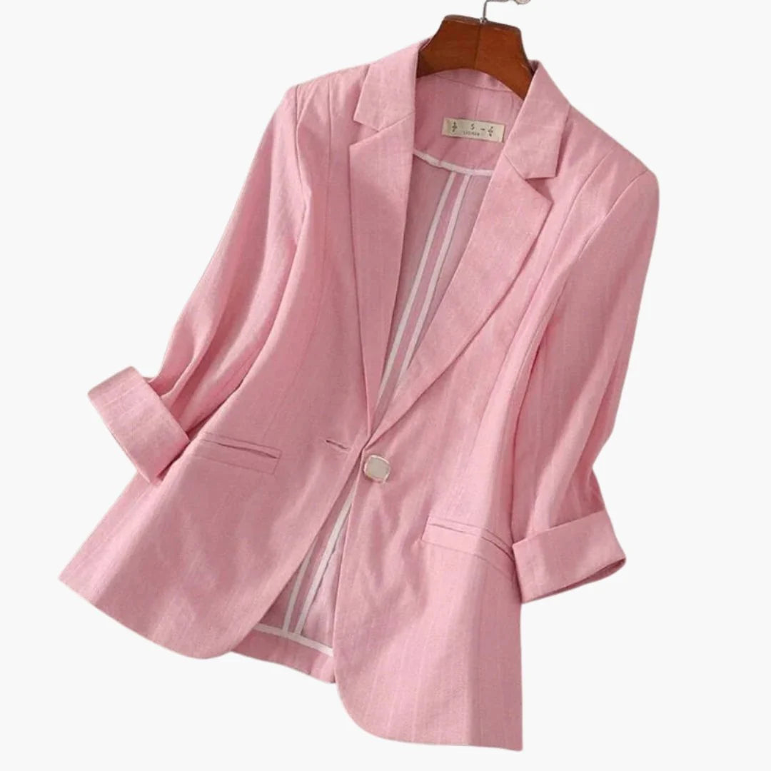Nuana | Damen Dreiviertelarm Leinen Blazer mit Einzelknopf