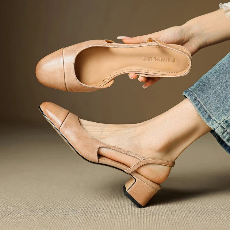 Nuana | Damen Echtleder Slingback-Pumps mit Mandelspitze