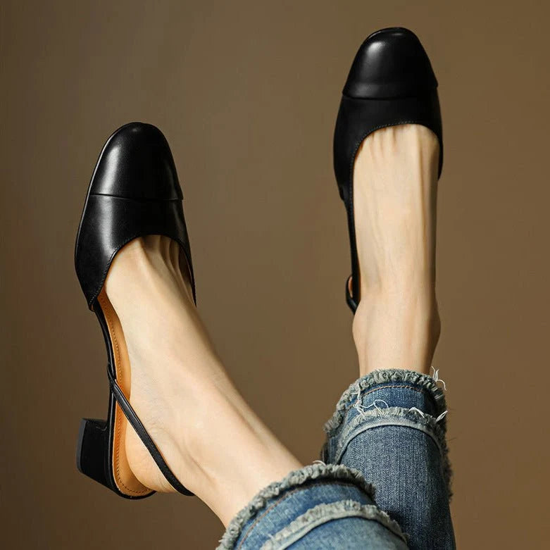 Nuana | Damen Echtleder Slingback-Pumps mit Mandelspitze