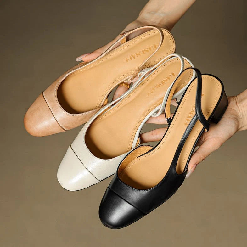Nuana | Damen Echtleder Slingback-Pumps mit Mandelspitze