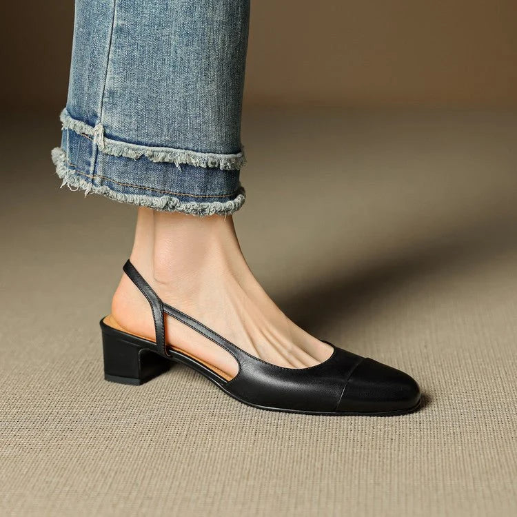Nuana | Damen Echtleder Slingback-Pumps mit Mandelspitze