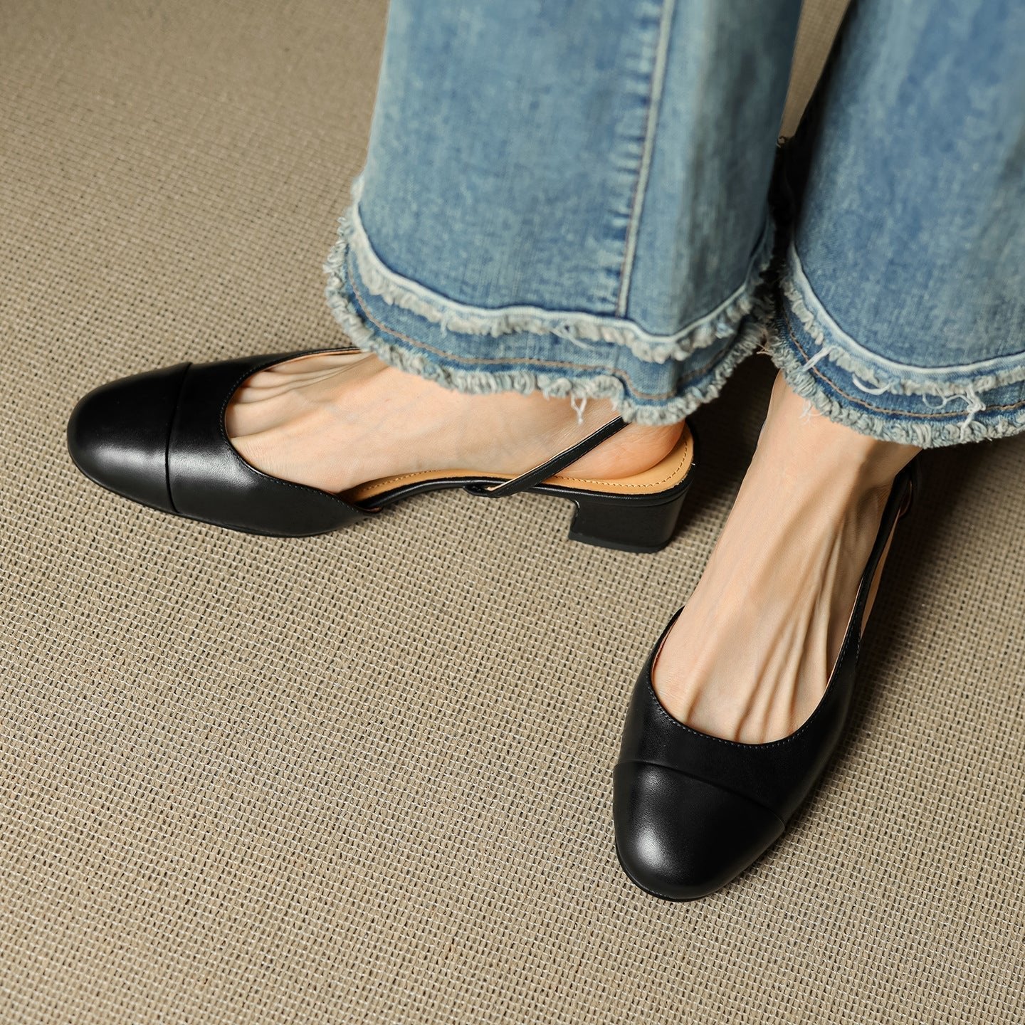 Nuana | Damen Echtleder Slingback-Pumps mit Mandelspitze
