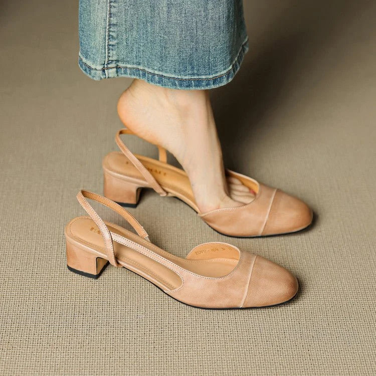 Nuana | Damen Echtleder Slingback-Pumps mit Mandelspitze