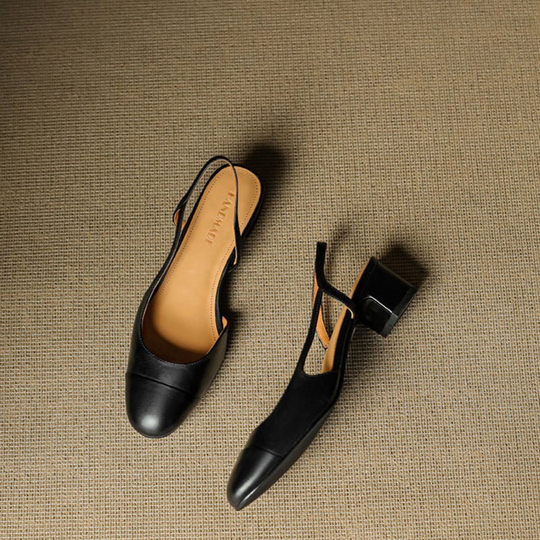 Nuana | Damen Echtleder Slingback-Pumps mit Mandelspitze