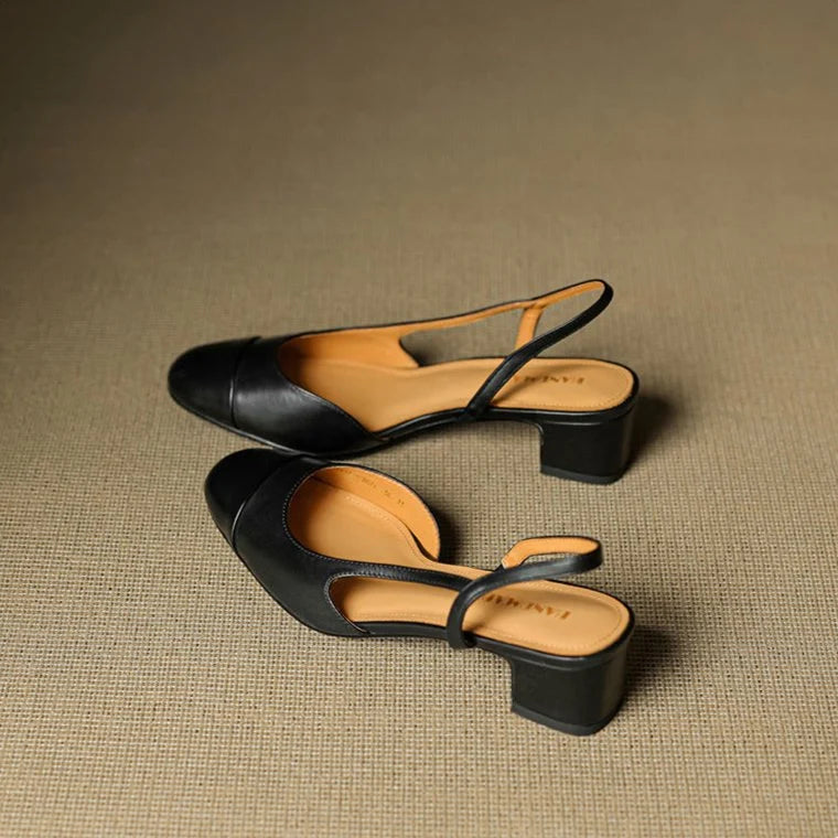 Nuana | Damen Echtleder Slingback-Pumps mit Mandelspitze