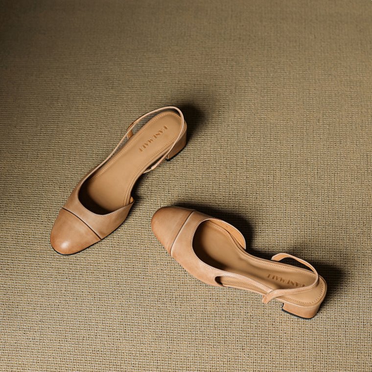 Nuana | Damen Echtleder Slingback-Pumps mit Mandelspitze