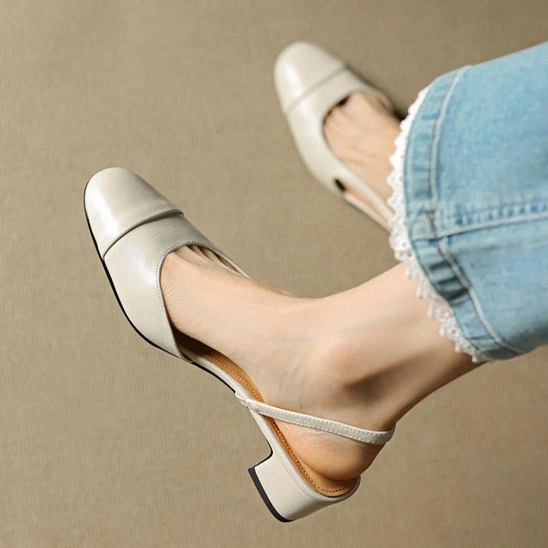 Nuana | Damen Echtleder Slingback-Pumps mit Mandelspitze