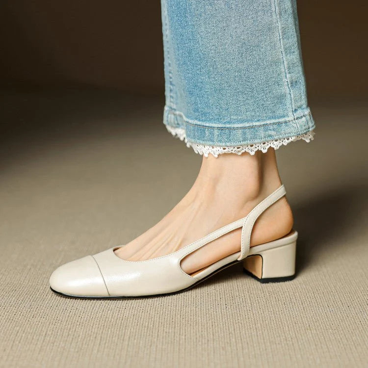 Nuana | Damen Echtleder Slingback-Pumps mit Mandelspitze