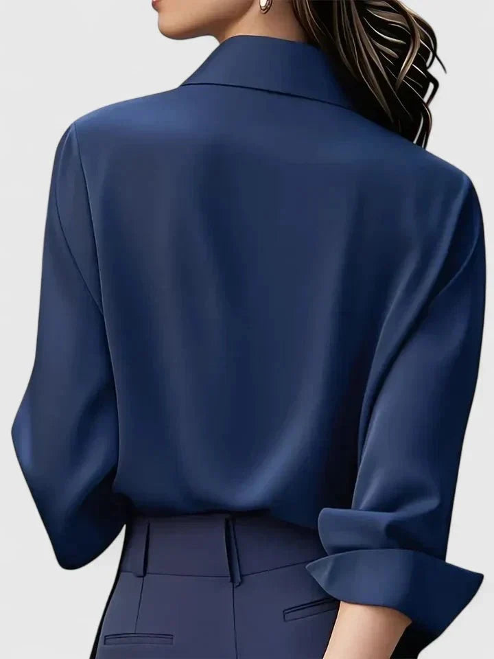 Nuana | Damen Elegante Satin Business-Bluse Versteckte Knopfleiste