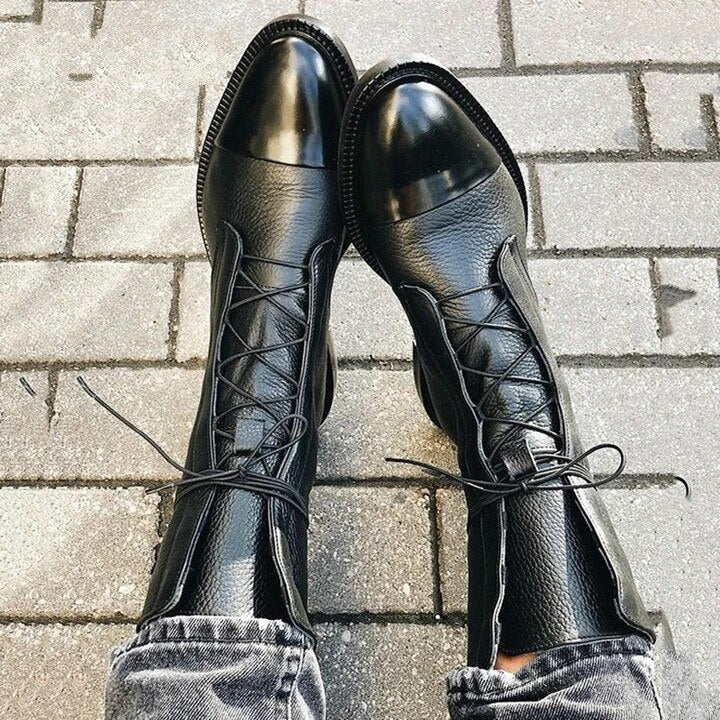 Nuana | Damen Elegante Spitzstiefel mit Blockabsatz