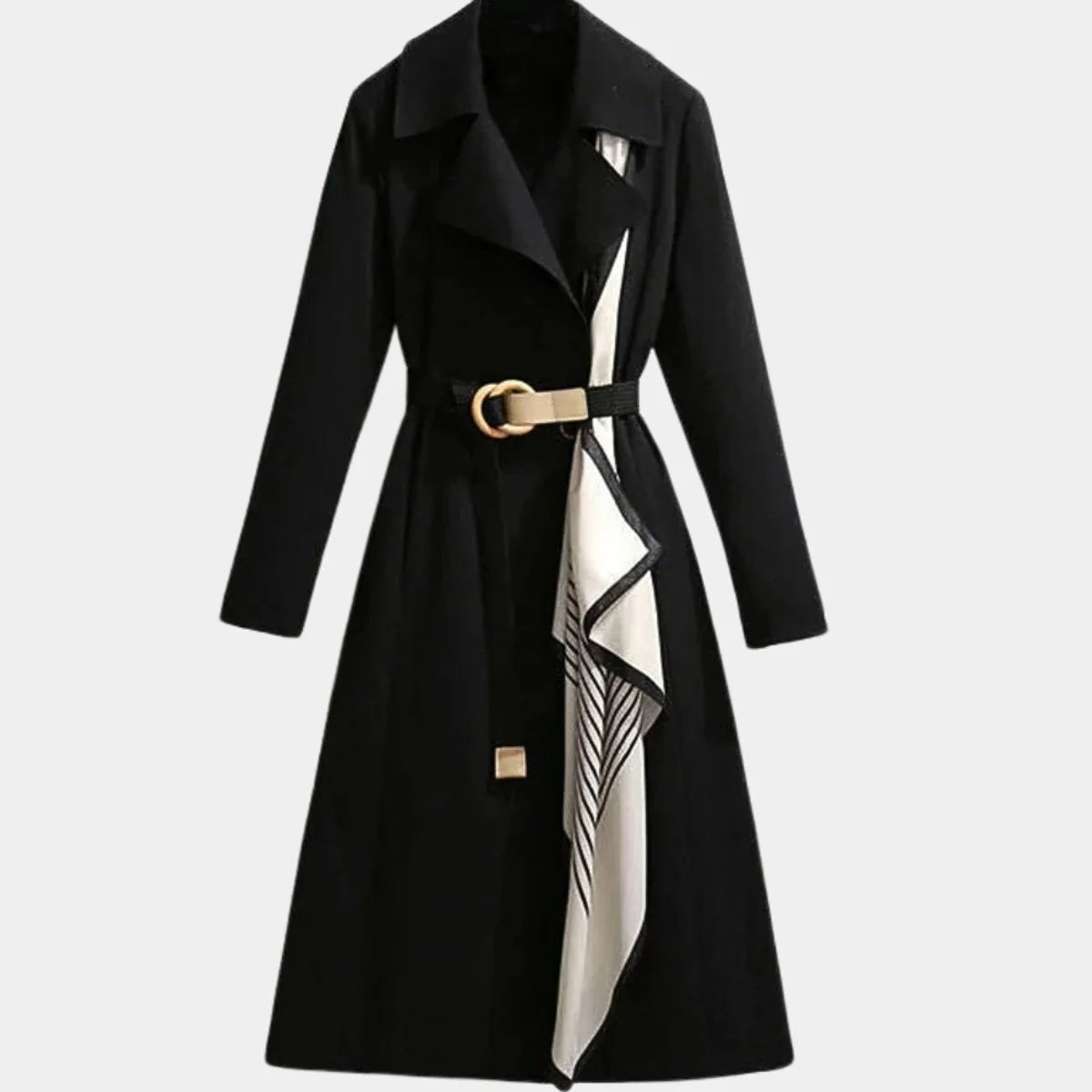 Nuana | Damen Eleganter Gürtel-Trench Coat Klassischer Midi-Schnitt