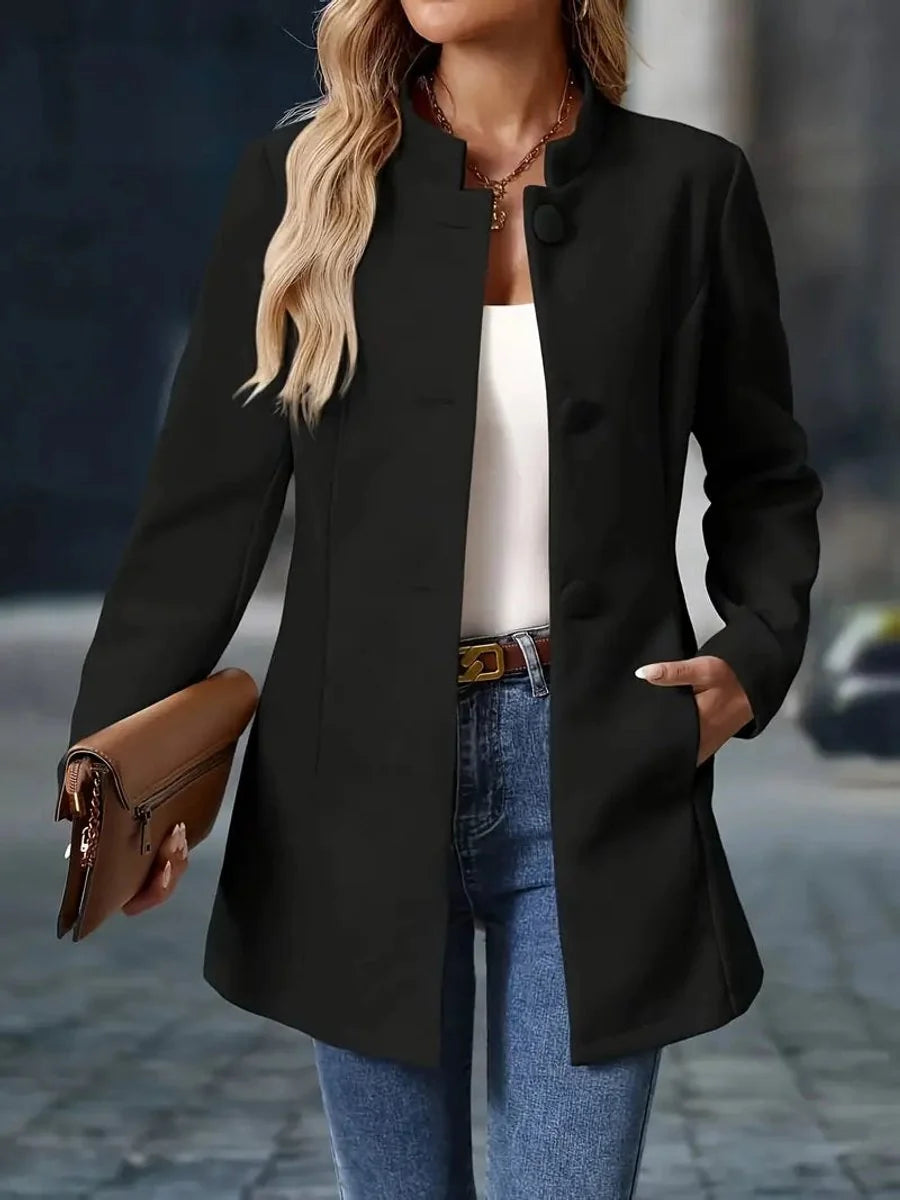 Nuana | Damen Eleganter Stehkragen Women Coat Figurbetonter Blazer