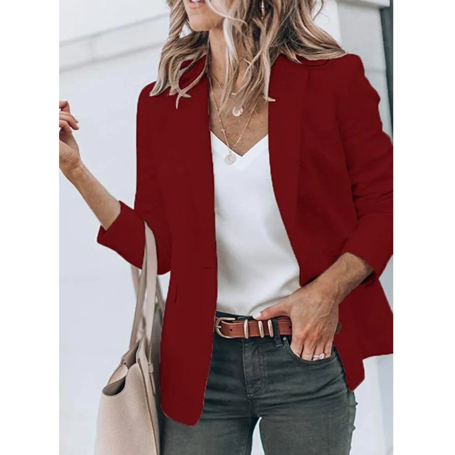 Nuana | Damen Freizeit-Büroblazer mit offenem Schnitt
