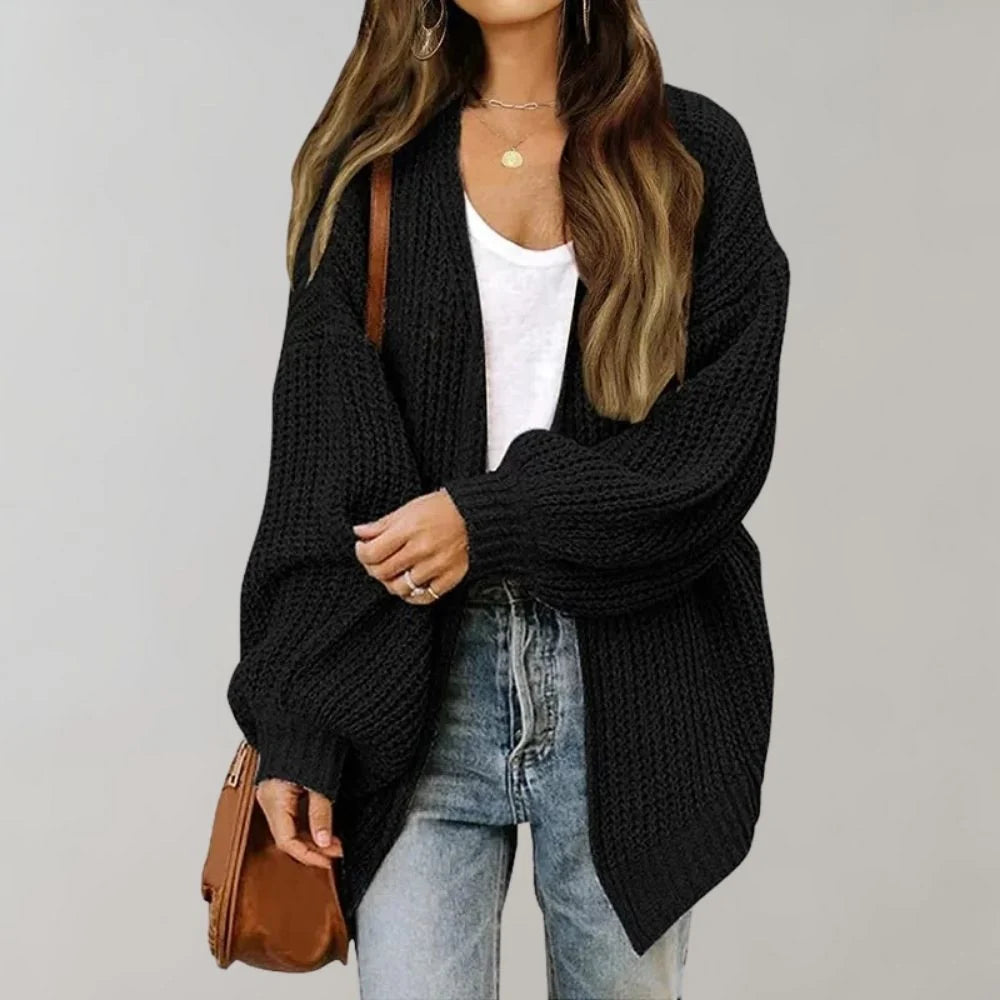 Nuana | Damen Freizeit-Strickjacke mit offener Vorderseite