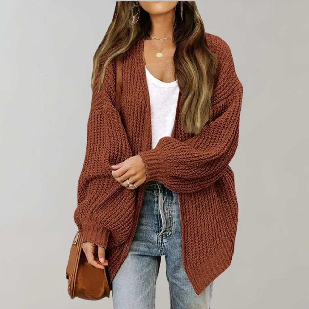 Nuana | Damen Freizeit-Strickjacke mit offener Vorderseite