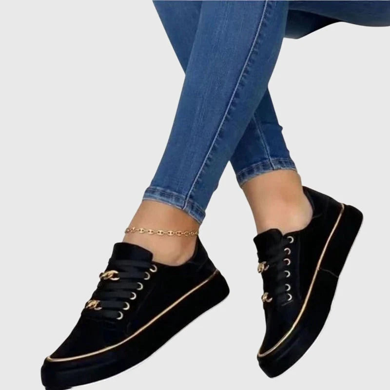 Nuana | Damen Frühlings Lässige Samt Schnürsneaker