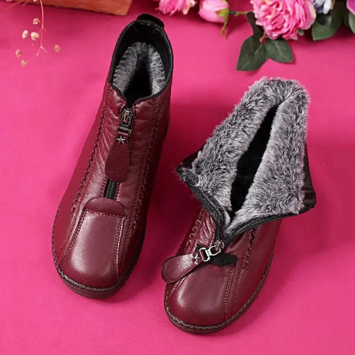 Nuana | Damen Gefütterte Rutschfeste Reißverschluss Ankle Boots