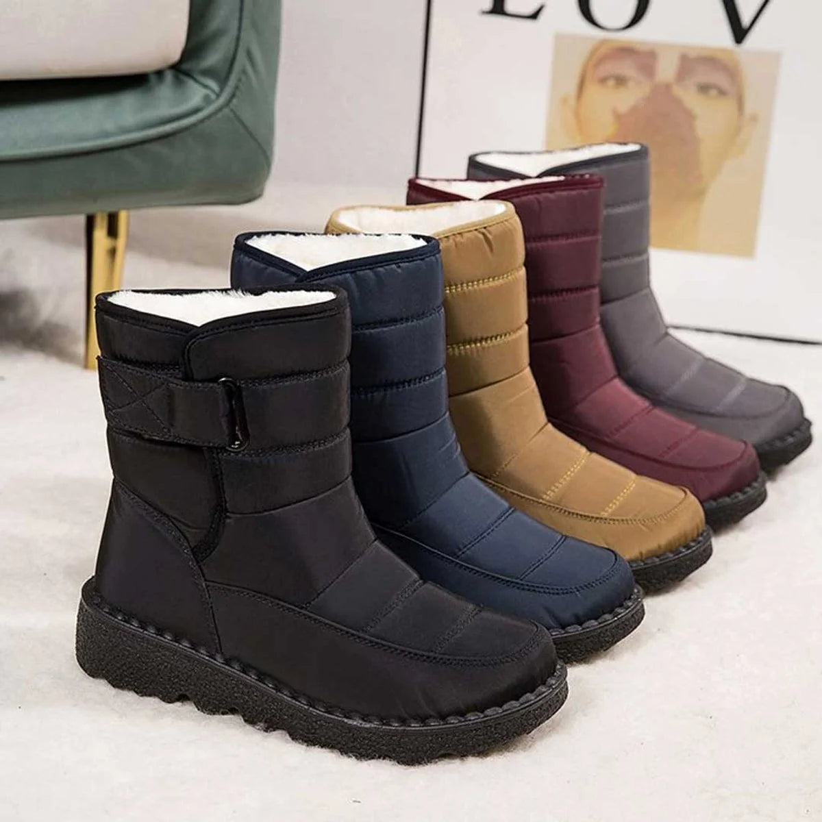 Nuana | Damen Gefütterte Wasserdichte Rutschfeste Knee High Boots Thermostiefel