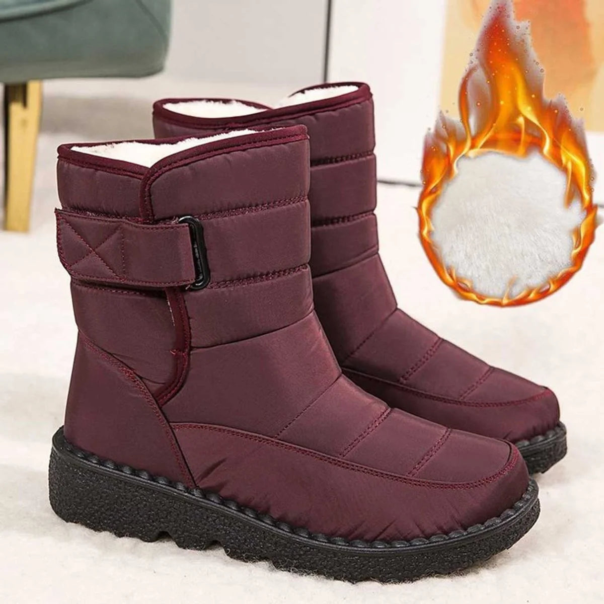 Nuana | Damen Gefütterte Wasserdichte Rutschfeste Knee High Boots Thermostiefel