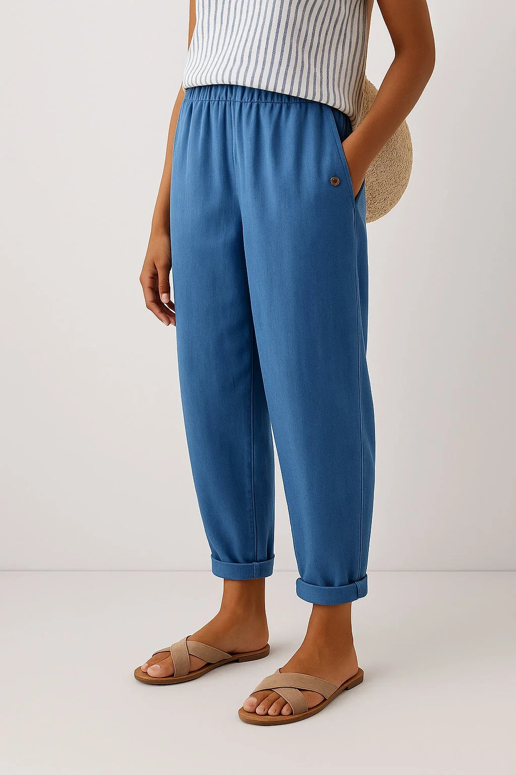 Nuana | Damen Gerade Lockere Bequeme Seitentaschen Hose