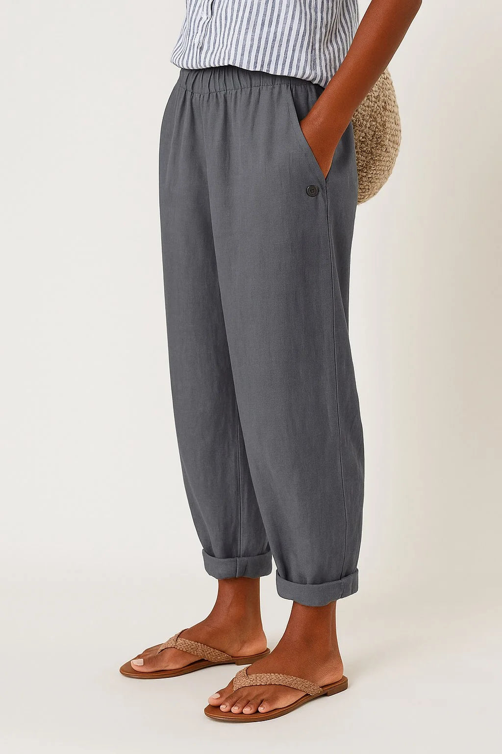 Nuana | Damen Gerade Lockere Bequeme Seitentaschen Hose