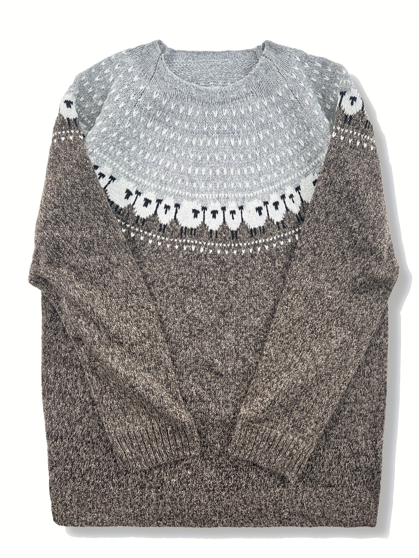 Nuana | Damen Grobstrick-Pullover mit Schaf-Jacquardmuster