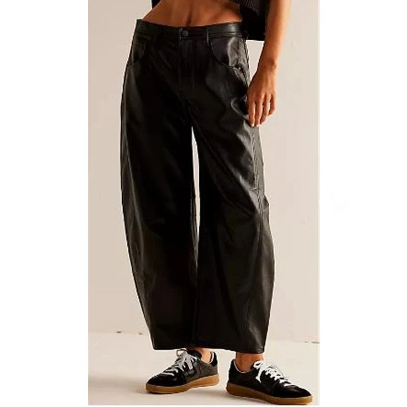 Nuana Damen High-Waist Barrel-Leg Relaxed-Fit Jeans